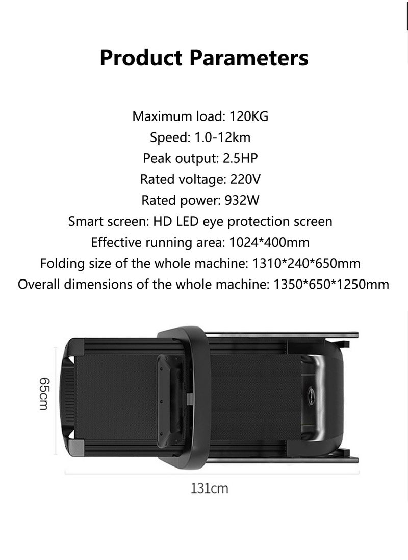 ETG - 1-12km/H Multifunctional Treadmill With Massage And Sit-Ups, 560mm Widened Running Platform, Foldable and Installation-Free, LED Display Treadmill, Load-Bearing 120kg（Multi—Function） - Image 1