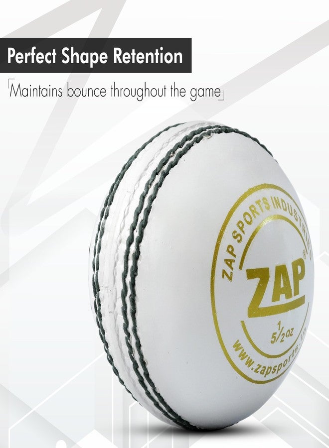 ZAP Test Cricket Leather Ball (White) (1Pcs) | 30 Over Match & Training | 4 - Piece Hand-Stitched Professional Grade | Premium Tanned Leather | Perfect for Test, Match & Practice | QCI Approved - Image 5