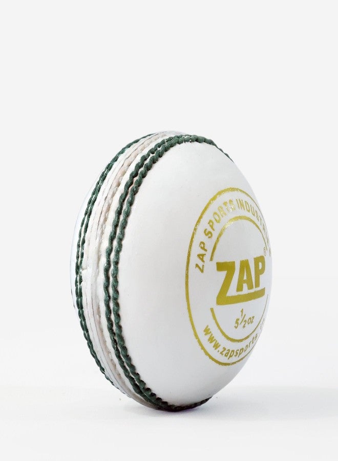 ZAP Test Cricket Leather Ball (White) (1Pcs) | 30 Over Match & Training | 4 - Piece Hand-Stitched Professional Grade | Premium Tanned Leather | Perfect for Test, Match & Practice | QCI Approved - Image 1