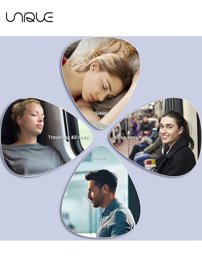 Unique - 2 Boxes Ear Plugs for Noise Reduction - Reusable Flexible Silicone EarPlugs for Sleeping/Concerts/Motorcycles/Airplanes & Noise Sensitivity - Three Sizes (S/M/L) - 35dB Noise Cancelling (Purple/Grey) - Image 1