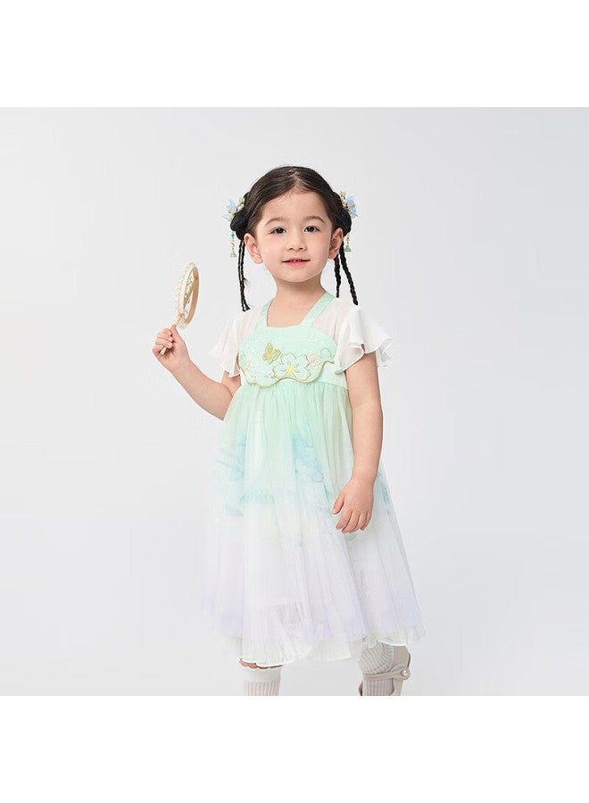 Balabala Girls' Summer Dress, Children's Dress, Chinese-style Hanfu, Baby Tulle Skirt, 208224111013 - Image 2