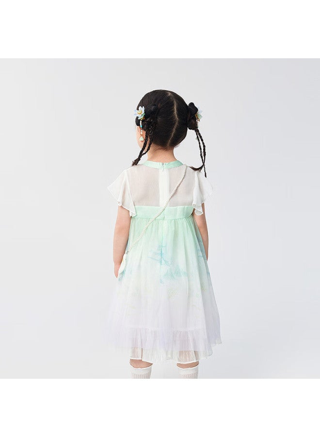 Balabala Girls' Summer Dress, Children's Dress, Chinese-style Hanfu, Baby Tulle Skirt, 208224111013 - Image 4