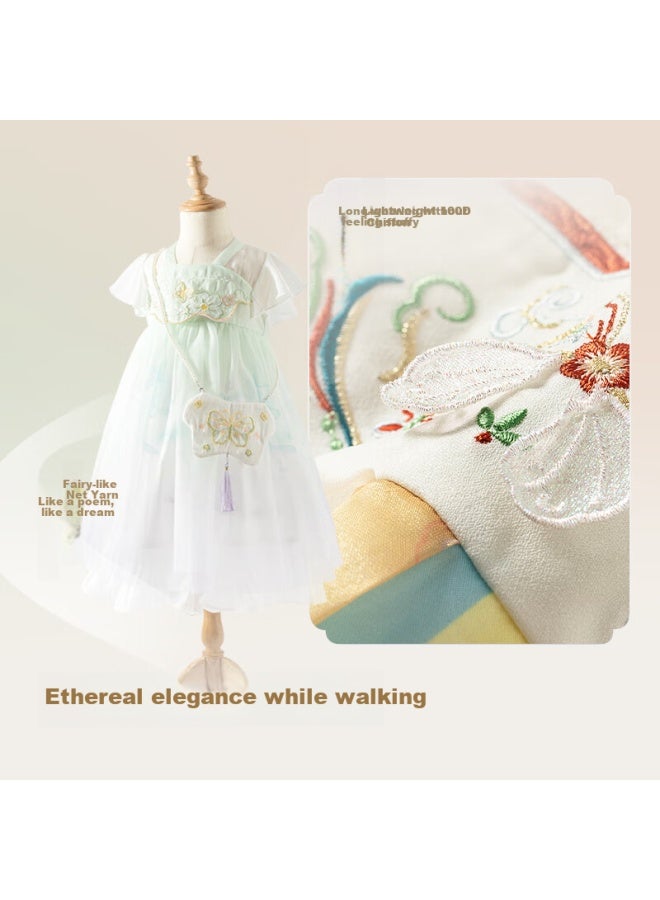 Balabala Girls' Summer Dress, Children's Dress, Chinese-style Hanfu, Baby Tulle Skirt, 208224111013 - Image 1