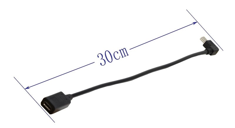 zdyCGTime (30CM) Mini USB to USB C Cable, USB Type C Female to 90 Degree Mini USB Male Extension Cable Simultaneously Data Sync and Charging Cable for Phones、Computers、Tablets (90 Degree Mini USB) - Image 2