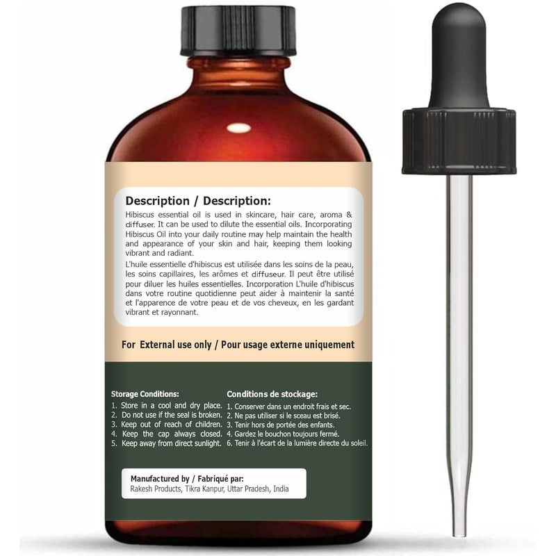 Organic Zing Hibiscus Rosa sinensis Oil Pure Natural Essential Oil for Skincare Hair Care Massage 30ml101fl oz - Image 2