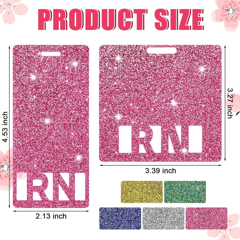 Teling 10 قطع شارة ممرضة مسجلة متلألئة RN ملحقات شارة RN أكريليك أفقية عمودية لطلاب الممرضات وزملاء العمل هدايا يوم الممرضات في عيد الميلاد 5 ألوان - Image 2