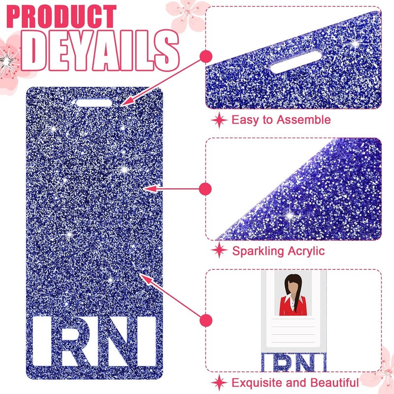 Teling 10 قطع شارة ممرضة مسجلة متلألئة RN ملحقات شارة RN أكريليك أفقية عمودية لطلاب الممرضات وزملاء العمل هدايا يوم الممرضات في عيد الميلاد 5 ألوان - Image 3
