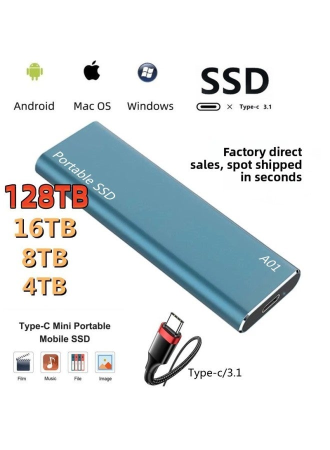 Expansion Upgrade Solid State Disk USB3.0 High-speed 64T Portable Mobile Hard Disk 2t 1t Wholesale-Capacity:10TB-Interface:Silver - Image 1