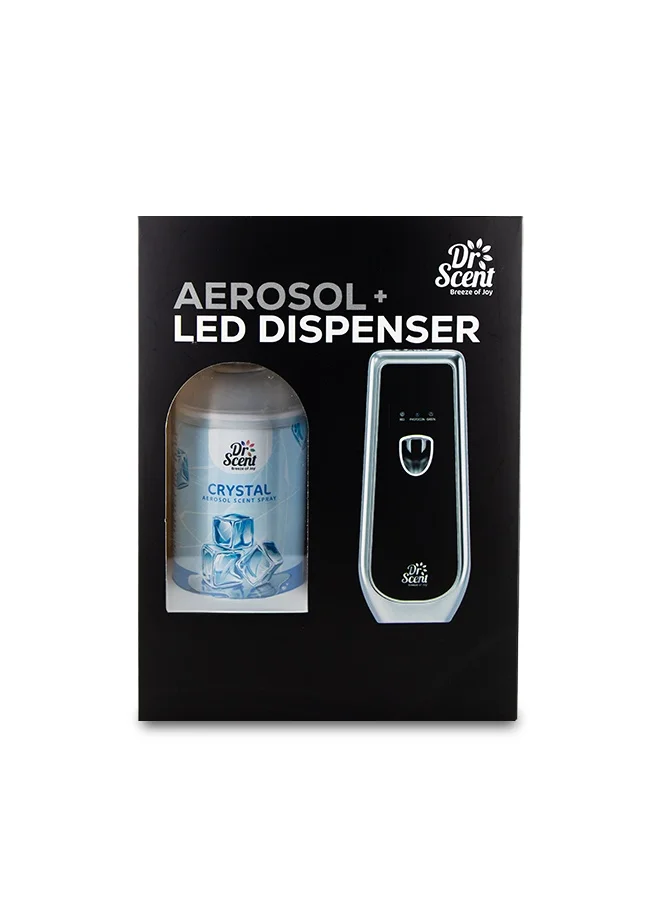 Dr Scent Dr Scent Breeze of Joy Air Freshener Combo Kit | Best Automatic Air Freshener with LED Display Voltalia + 300ml Aerosol Refill | Enhanced Long-Lasting Fragrance for Homes & Offices (Crystal)