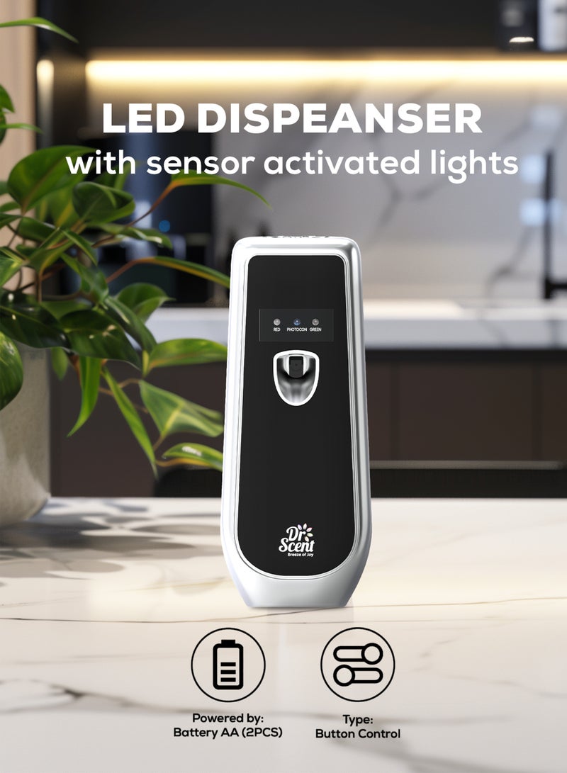 Dr Scent Breeze of Joy Air Freshener Combo Kit | Best Automatic Air Freshener with LED Display Voltalia + 300ml Aerosol Refill | Enhanced Long-Lasting Fragrance for Homes & Offices (Crystal) - Image 2