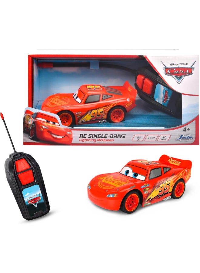 Jada Disney Pixar Cars Lightning McQueen Single Drive RC Car (1:32, Red) - Image 1