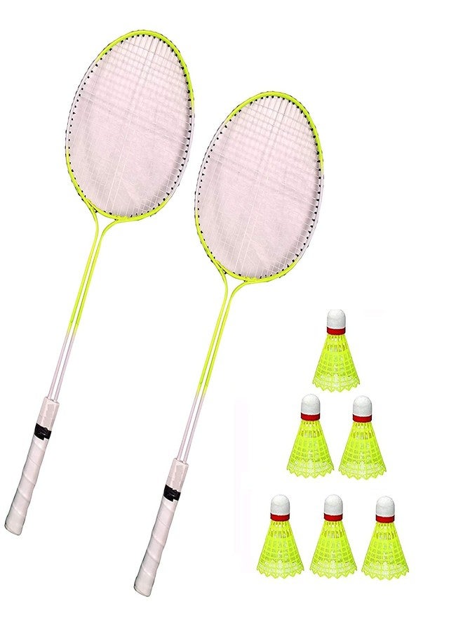 Forgesy Steel Double Shaft Badminton Racquet with 6 Nylon shuttles - Set of 2 - Image 1