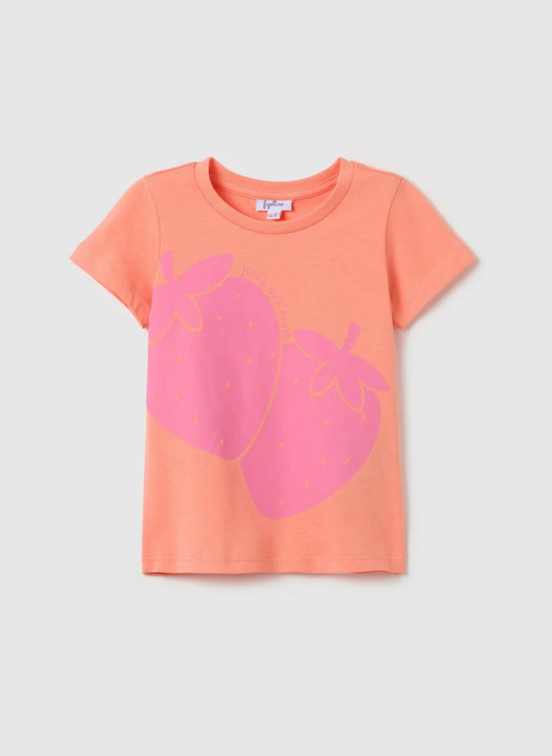 او في اس Cotton T-Shirt With Fruit Print