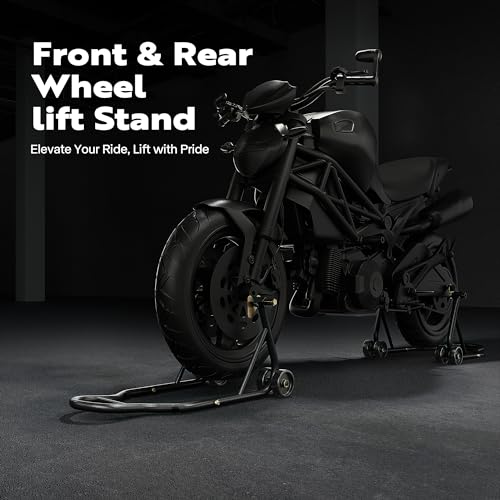 SPECSTAR Motorcycle Stands, 882 Lbs Capacity Front Rear Wheels Lift Combo with U+L Adjustable Swingarm Spool, Heavy Duty Paddock Stands for BMW Suzuki Yamaha Honda Kawasaki, Black - Image 2