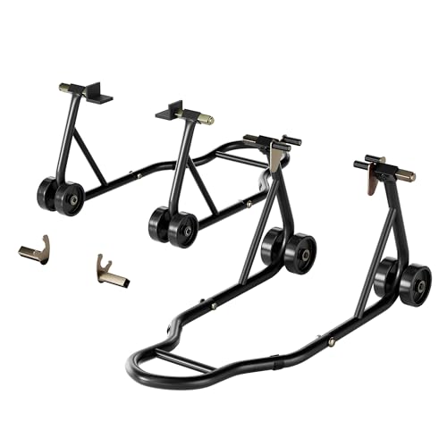 SPECSTAR Motorcycle Stands, 882 Lbs Capacity Front Rear Wheels Lift Combo with U+L Adjustable Swingarm Spool, Heavy Duty Paddock Stands for BMW Suzuki Yamaha Honda Kawasaki, Black - Image 1