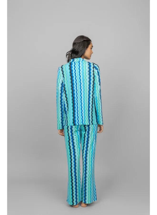 NeceSera AquaWave Full Sleeve Button Down Pajama Set