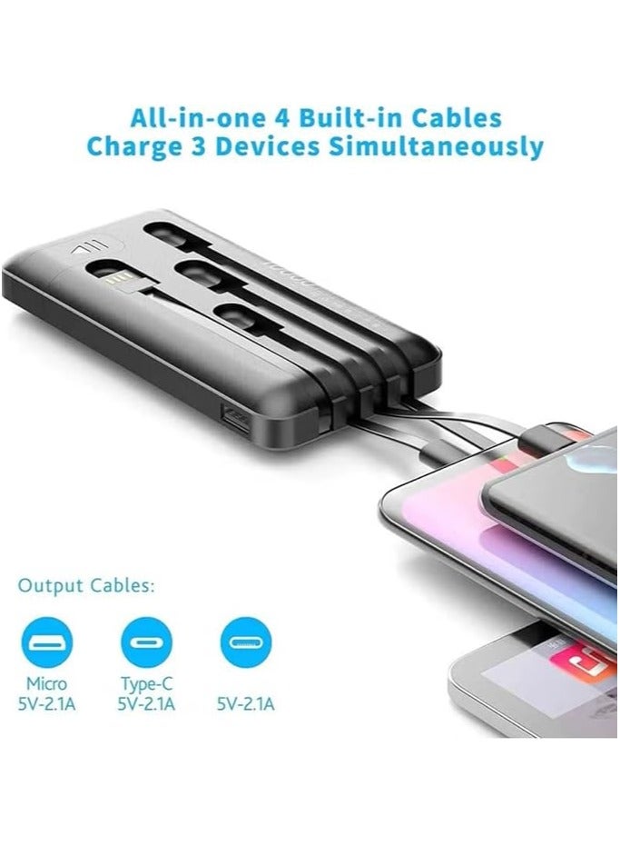 يلينكين Y-Link PC35 باور بانك، سعة 10000mAh، مع 4 أسلاك مدمجة، شاشة LED، شحن لأجهزة متعددة، بحجم الجيب - Image 2