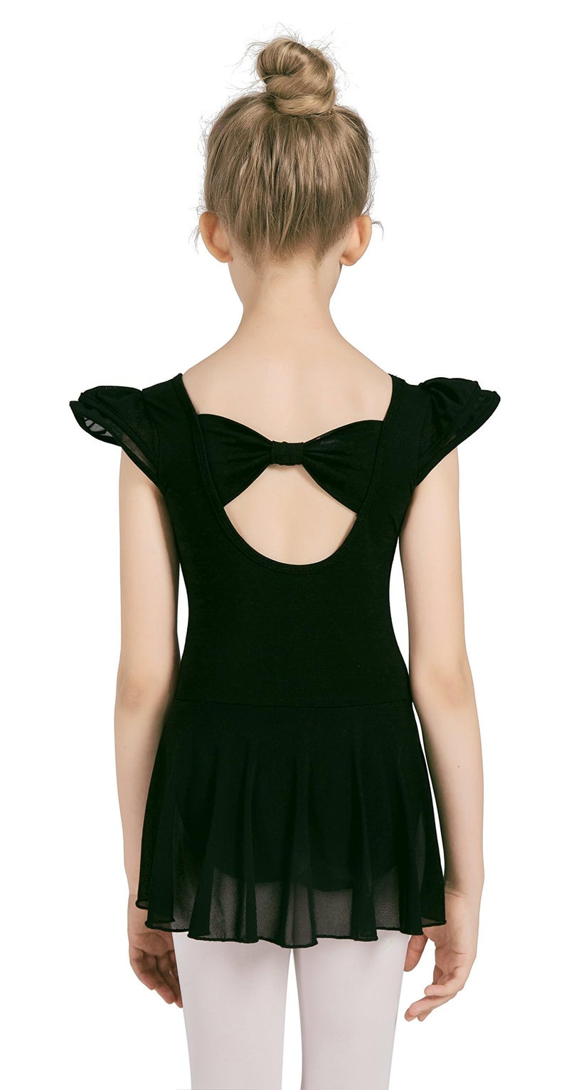 DANSHOW Girlsâ€™ Ballet Dance Leotards with Flutter Sleeve Petal Skirt and Bowknot Back(YW3033-M-06) - Image 5