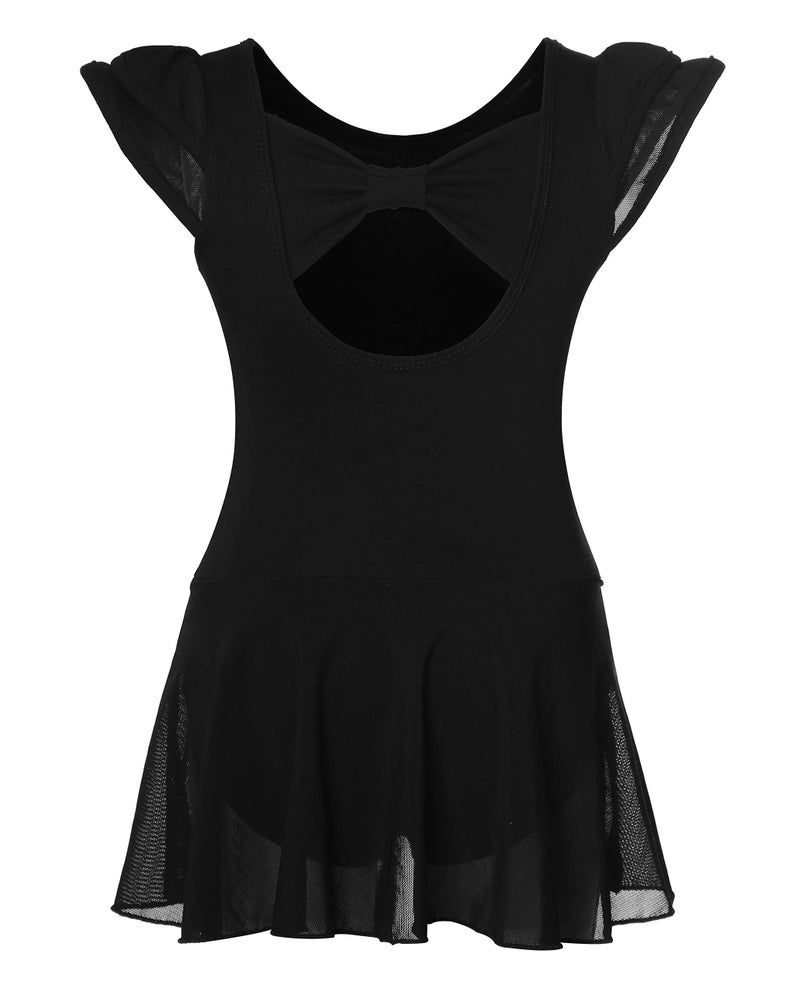 DANSHOW Girlsâ€™ Ballet Dance Leotards with Flutter Sleeve Petal Skirt and Bowknot Back(YW3033-M-06) - Image 2
