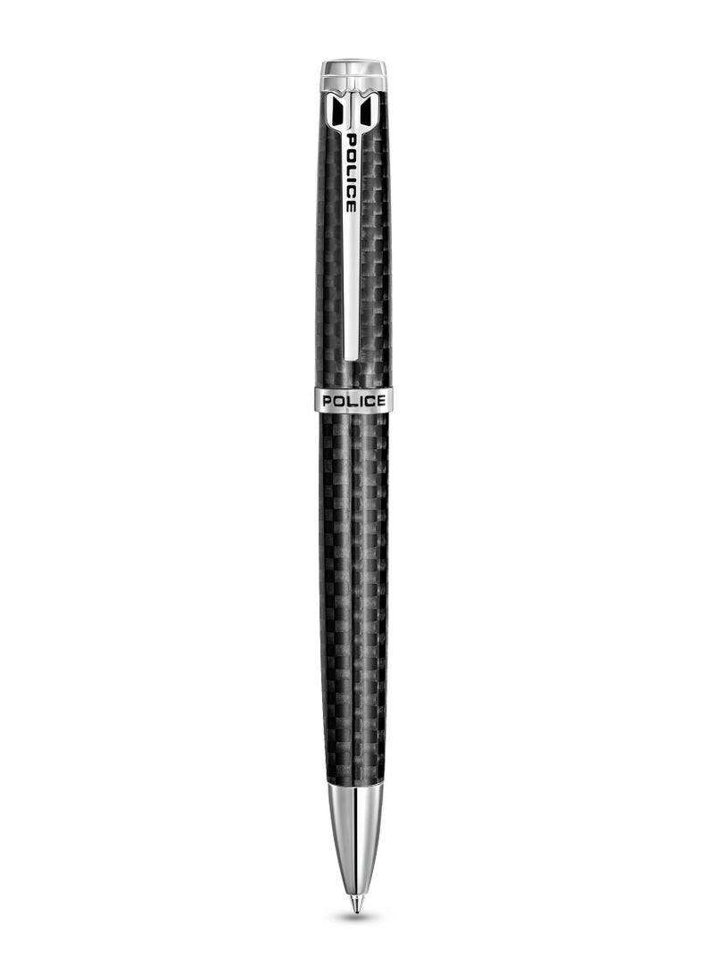 POLICE Batang Carbon Fiber Barrel Stainless Steel Trims Ballpoint Pen, Blue ink - Image 1