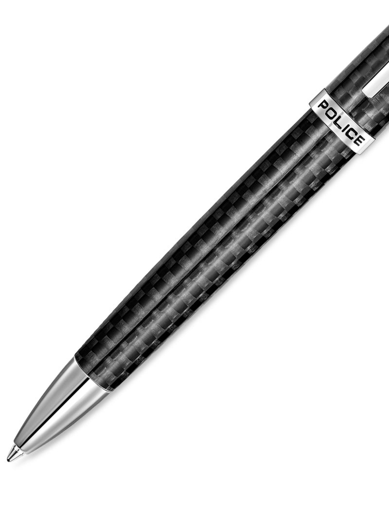 POLICE Batang Carbon Fiber Barrel Stainless Steel Trims Ballpoint Pen, Blue ink - Image 3