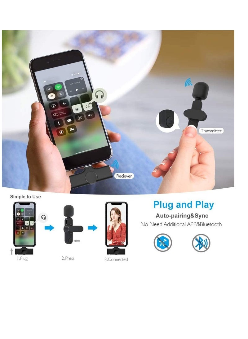 Upgraded （Plug-Play） Wireless Lapel Lavalier Microphone for iPhone iPad Recording, YouTube Facebook Live Stream,Vlog, Auto-Sync Wireless Mic with  FOR Bluetooth - Image 4