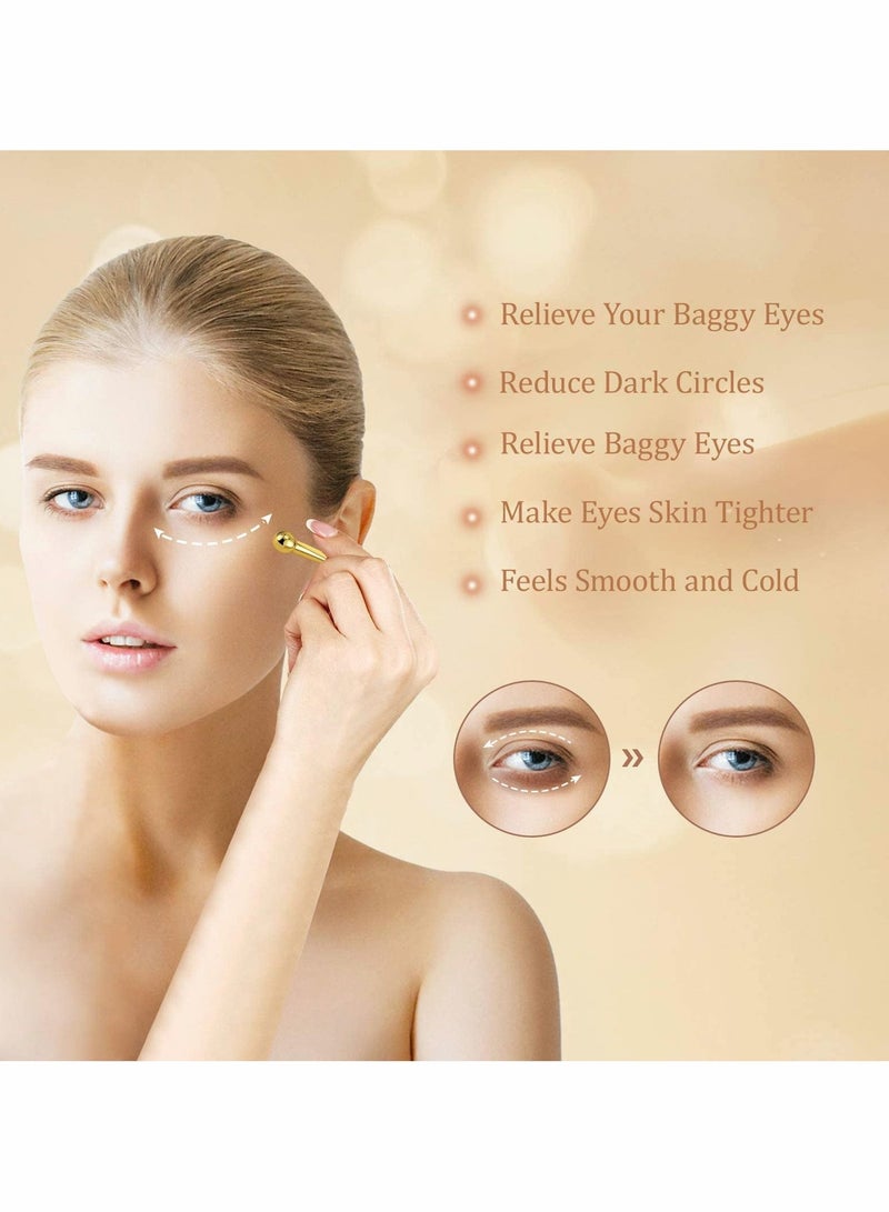 Excefore Metal Eye Cream Applicator, 4 Pack Eye Serum Roller Ball Massager Stick for Reduce Depuffer, Massage (Silver&Gold) - Image 2