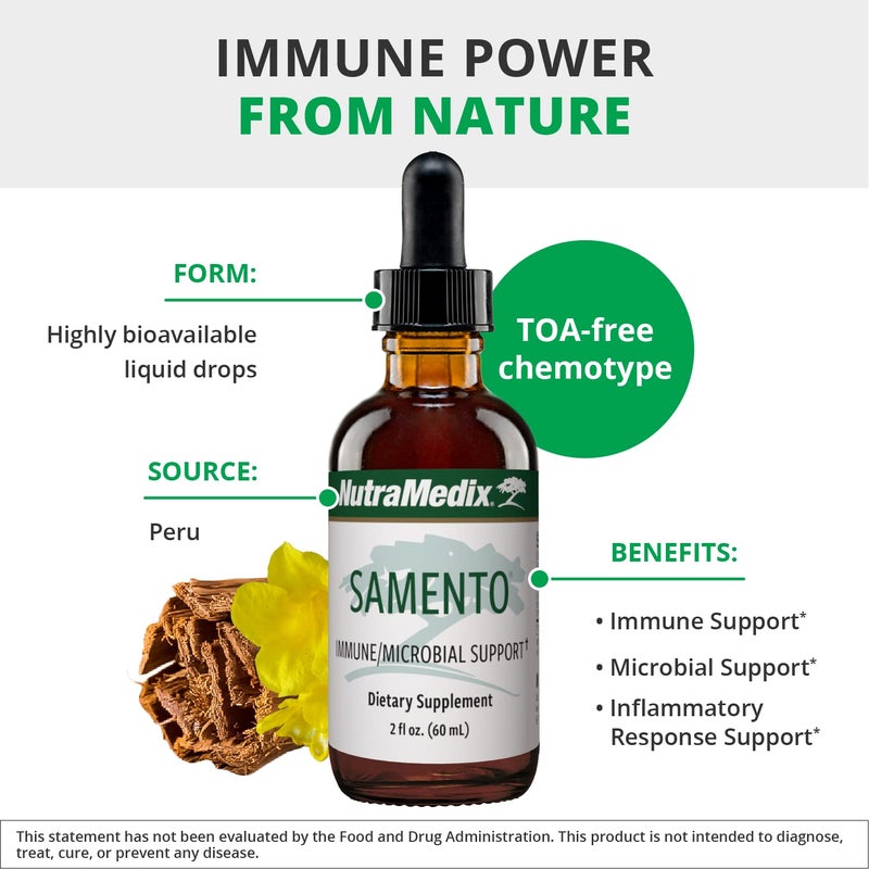 NutraMedix Samento Cat's Claw Tincture - Cat's Claw Immune Support Supplement for Brain, Antioxidant, Cardiovascular & Microbial Support - Bioavailable Herbal Supplements from Nature (2oz / 60ml) - Image 4