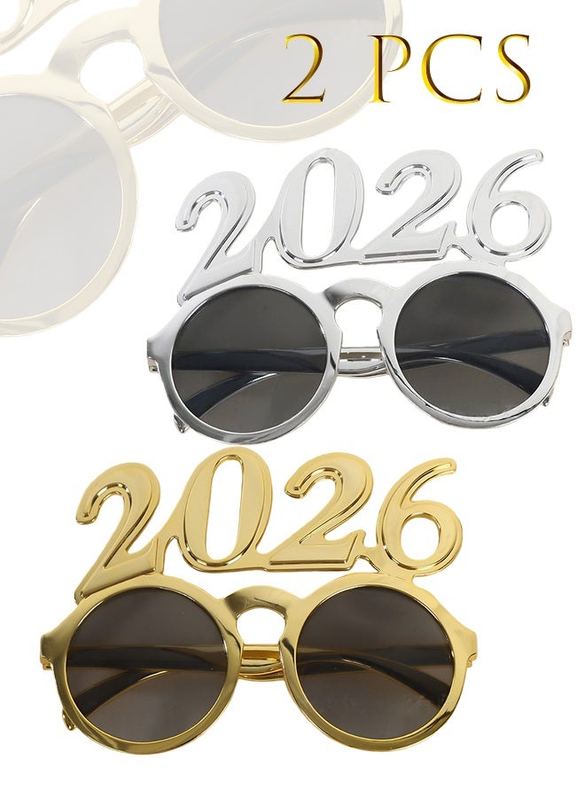 نظارتان للعام الجديد ٢٠٢٦ | زينة للنظارات، نظارات مزخرفة للعام الجديد ٢٠٢٦ - للأطفال والكبار، حفلات المكتب، تجمعات الصور، أفلام التنكر - Image 1