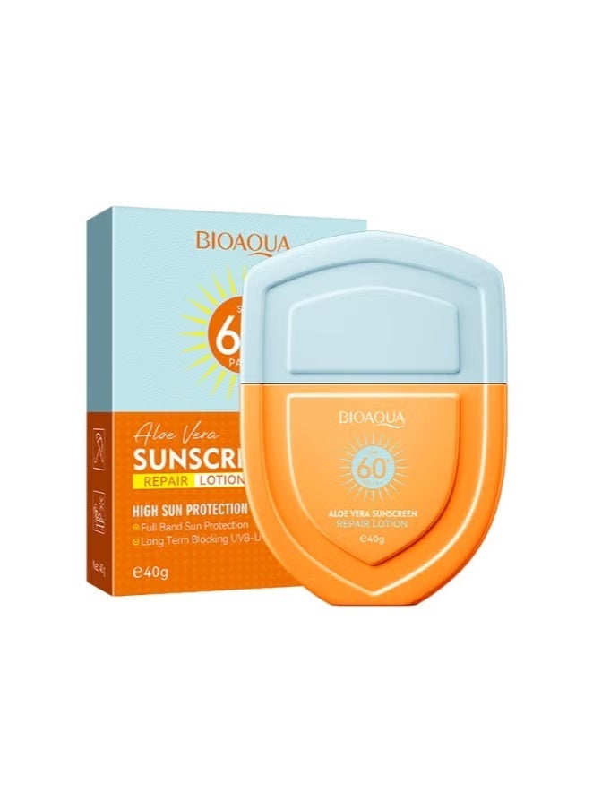 BIOAOUA Sunscreen SPF 60, Aloe Vera Face Sunscreen, ACE UVA/UVB Protection Moisturizer, Non-Toxic, Waterproof, For Face and Body, Sunscreen Lotion (For Face, Neck and Body) 40g - Image 1