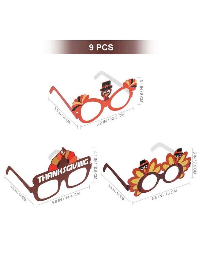 Amosfun - Thanksgiving Turkey Sunglasses Creative Thanksgiving Day Eyeglasses Cosplay Party Glasses For Thanksgiving Day Birthday Party Favor Supplies 9Pcs - Image 1