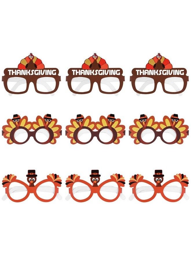 Amosfun - Thanksgiving Turkey Sunglasses Creative Thanksgiving Day Eyeglasses Cosplay Party Glasses For Thanksgiving Day Birthday Party Favor Supplies 9Pcs - Image 1