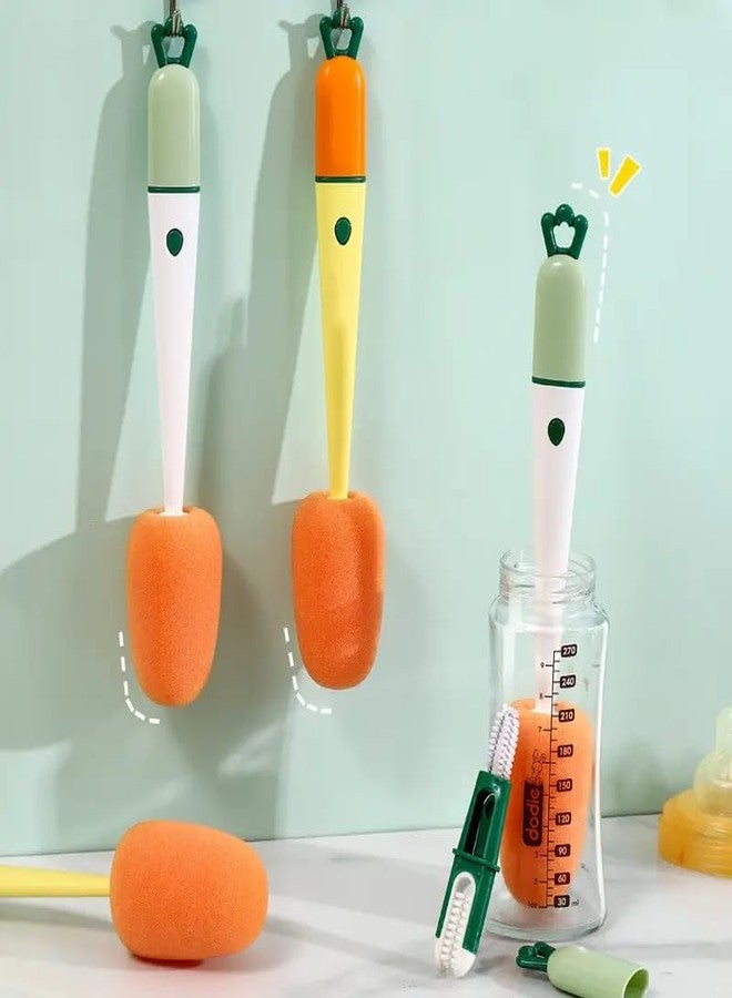 VIVITO 3-in-1 Multifunction Bottle Cleaning Brush Set | 360° Rotating Long Handle with Sponge, Straw & Nipple Cleaner | Safe for Baby Bottles, Tumblers, Lids, Mugs, Thermoses | (Pack of 2) - Image 1