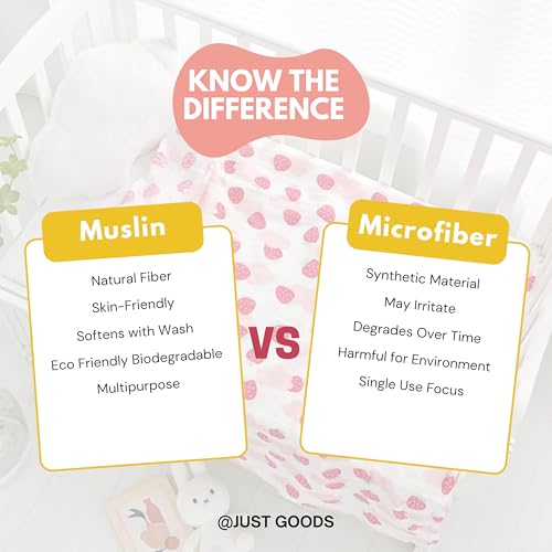 JUST GOODS 6 Layers Muslin 100% Cotton Soft Blanket for Kids | All Seasons Multipurpose Crib AC Quilt Wrap | Newborn Toddler Products | Boys, Girls, Unisex Baby Shower Gifts | 110x110 CM 【Pink】 - Image 3