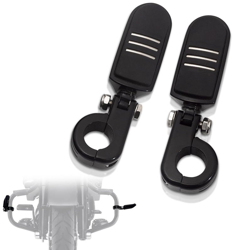FOVPLUE 125 Highway Footpegs Adjustable Footrest wMounting PClamps for Harley Touring Softail Dyna Sportster Honda Kawasaki Suzuki Yamaha Indian Victory w114 Engine Guard Gloss Black1