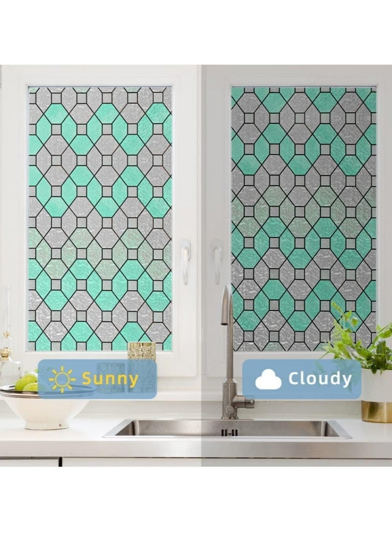 Captaintech Stained Glass Effect Window Film - Decorative Privacy Film, Static Cling, No Glue - Ideal for Bathroom, Bedroom, Office (11.8in x 78.7in) - Image 2