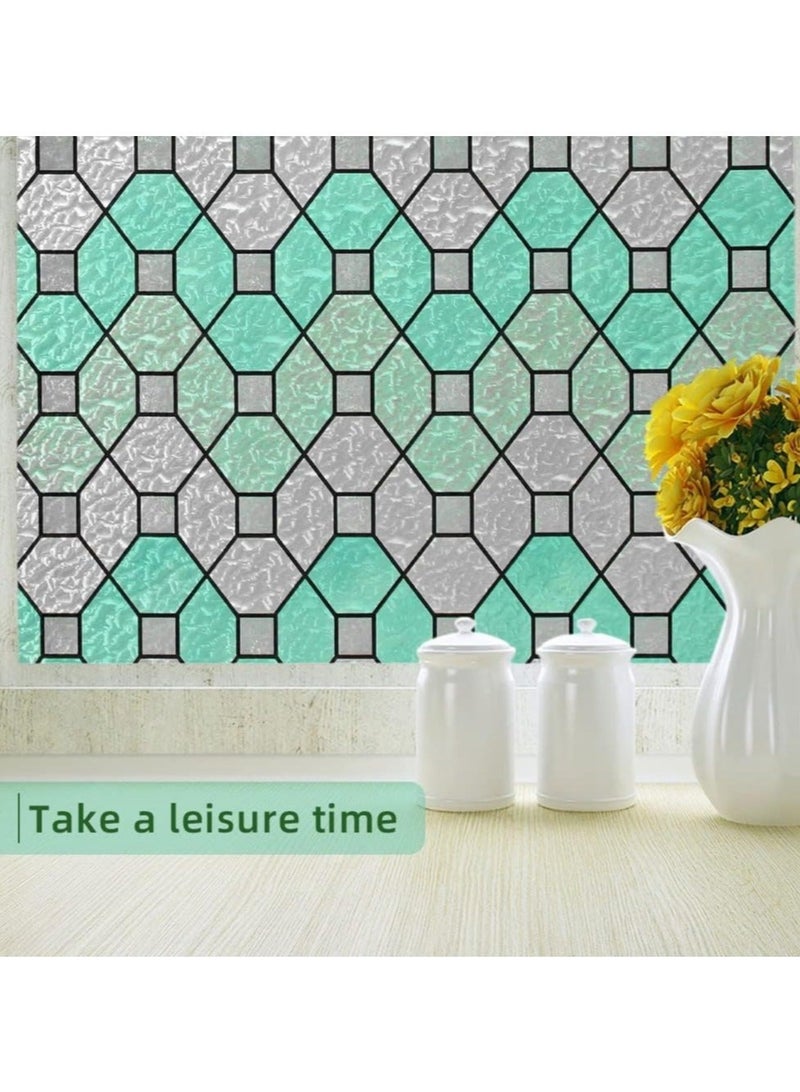 Captaintech Stained Glass Effect Window Film - Decorative Privacy Film, Static Cling, No Glue - Ideal for Bathroom, Bedroom, Office (11.8in x 78.7in) - Image 3