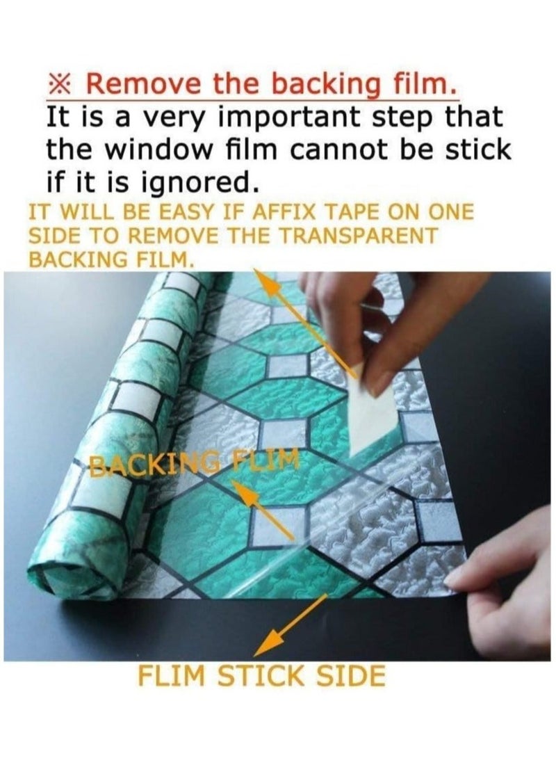 Captaintech Stained Glass Effect Window Film - Decorative Privacy Film, Static Cling, No Glue - Ideal for Bathroom, Bedroom, Office (11.8in x 78.7in) - Image 4