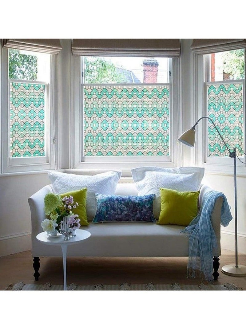 Captaintech Stained Glass Effect Window Film - Decorative Privacy Film, Static Cling, No Glue - Ideal for Bathroom, Bedroom, Office (11.8in x 78.7in) - Image 5