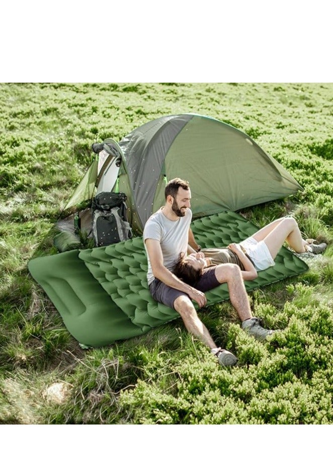 Self Inflatable Camping Mattress - Single Sleeping Mat with Pillow (196*68*8cm) - Portable Foldable Foot Pump Sleeping Mat for Camping Hiking Tour Trekking Family Car Tent  - Image 2