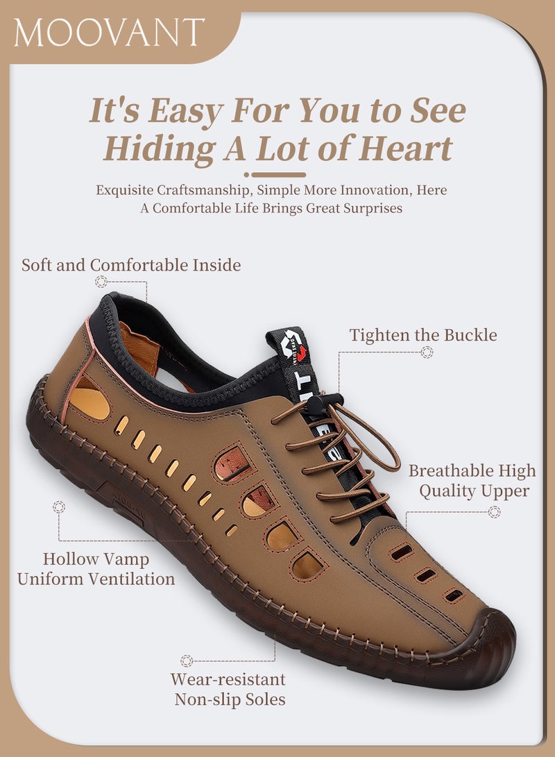موفانت أحذية رجالية مسطحة، نعل ناعم وأحذية رجالية قابلة للتنفس، أحذية كاجوال عصرية جديدة، أحذية قيادة مخيطة يدوياً، أحذية بنعل وترية - Image 2