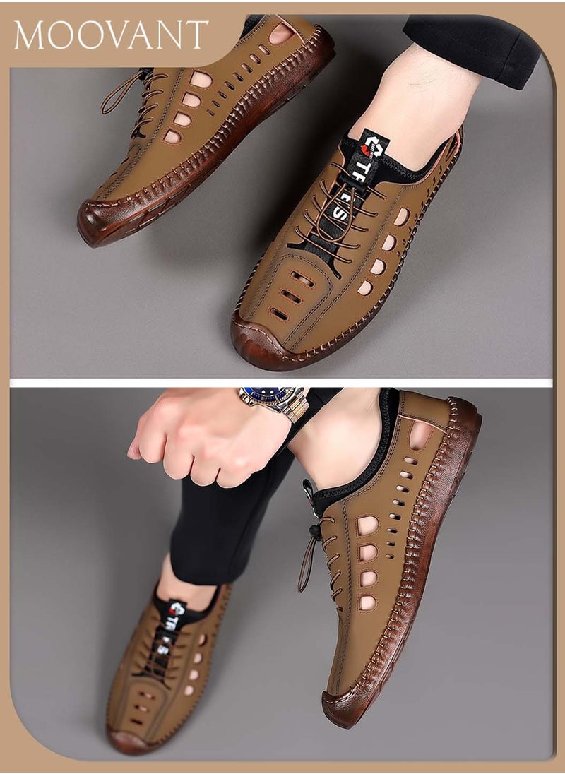 Moovant Men's Flats Shoes, Soft Sole Breathable Men's Shoes, New Fashion Casual Shoes, Hand-stitched Driving Shoes, Tendon Sole Shoes  - Image 4