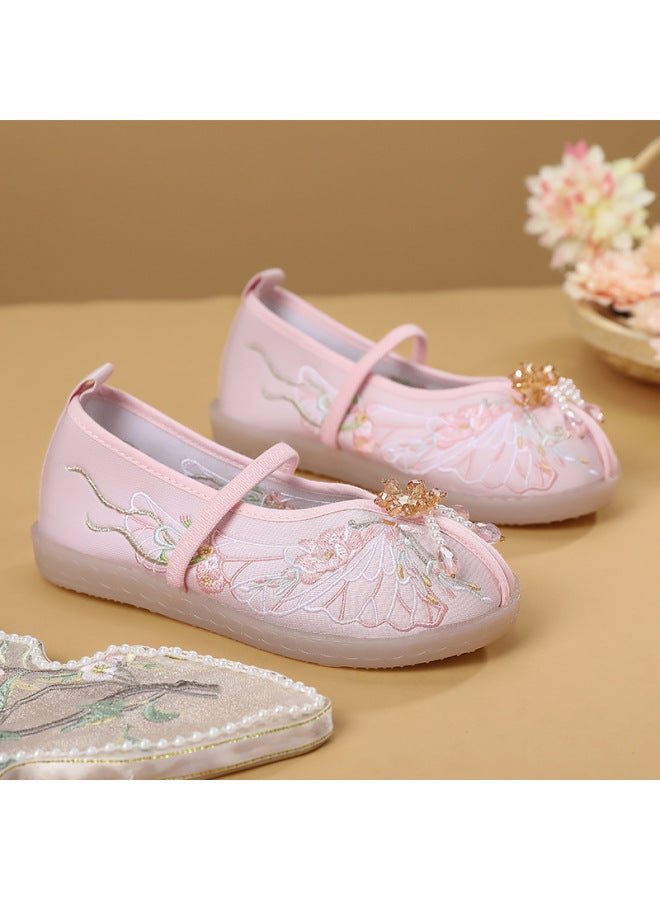 Children's Horse Face Skirt Shoes, Girls' Hanfu Shoes, Baby Handmade Cloth Shoes, Embroidered Shoes, Chinese Style
