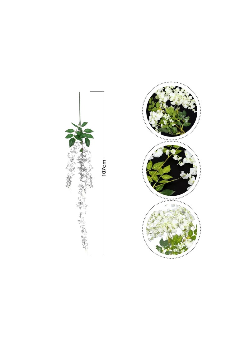 AIWANTO 12 Pcs Lush Artificial Wisteria Vines – 107cm Silk Hanging Flowers for Stunning Wedding, Home & Event Décor  - Image 3