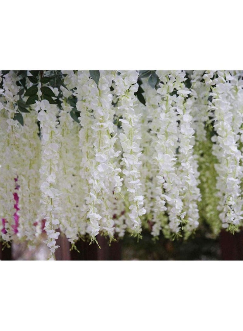 AIWANTO 12 Pcs Lush Artificial Wisteria Vines – 107cm Silk Hanging Flowers for Stunning Wedding, Home & Event Décor  - Image 2