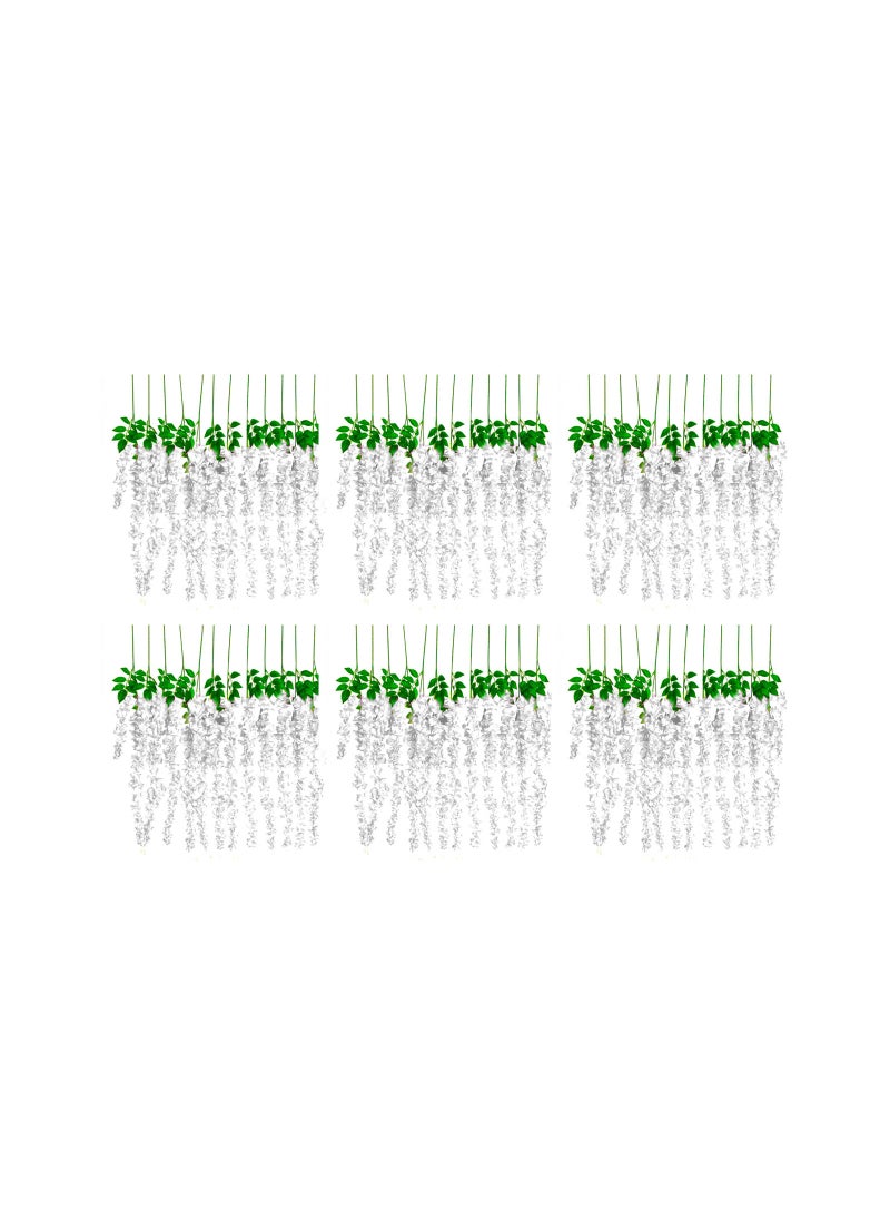 AIWANTO 12-Pcs Artificial Silk Wisteria Vine Ratta Silk Hanging Flower  - Image 3