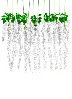 AIWANTO 12-Pcs Artificial Silk Wisteria Vine Ratta Silk Hanging Flower  - Image 1