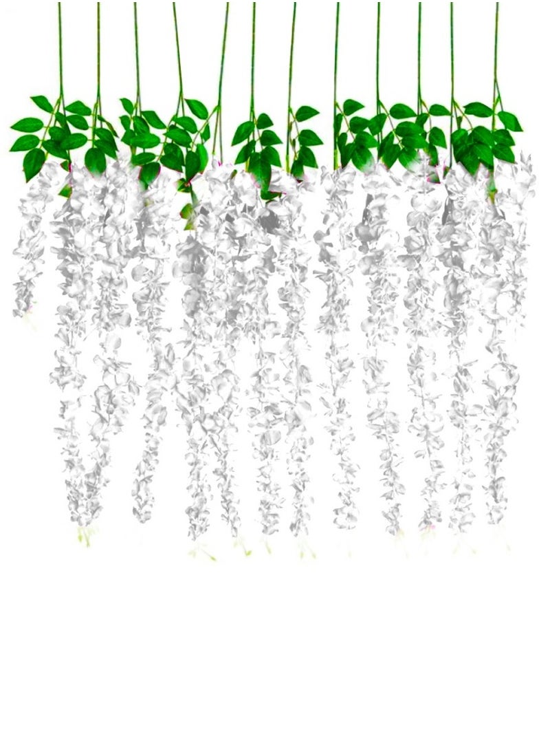 AIWANTO 12-Pcs Artificial Silk Wisteria Vine Ratta Silk Hanging Flower  - Image 1