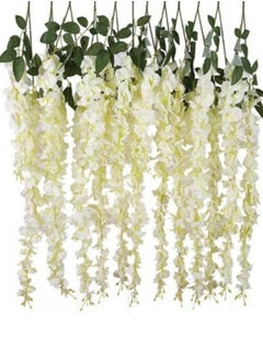 AIWANTO 12-Pcs Artificial Silk Wisteria Vine Ratta Silk Hanging Flower  - Image 4
