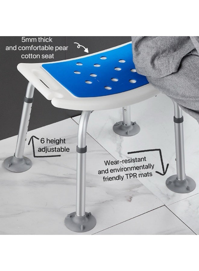Premium Aluminum Adjustable Shower Chair (6 Heights) - Non-Slip Rubber Tips & Drainage Holes - Max Load 150kg - Bath Seat for Disabled/Seniors - Image 3